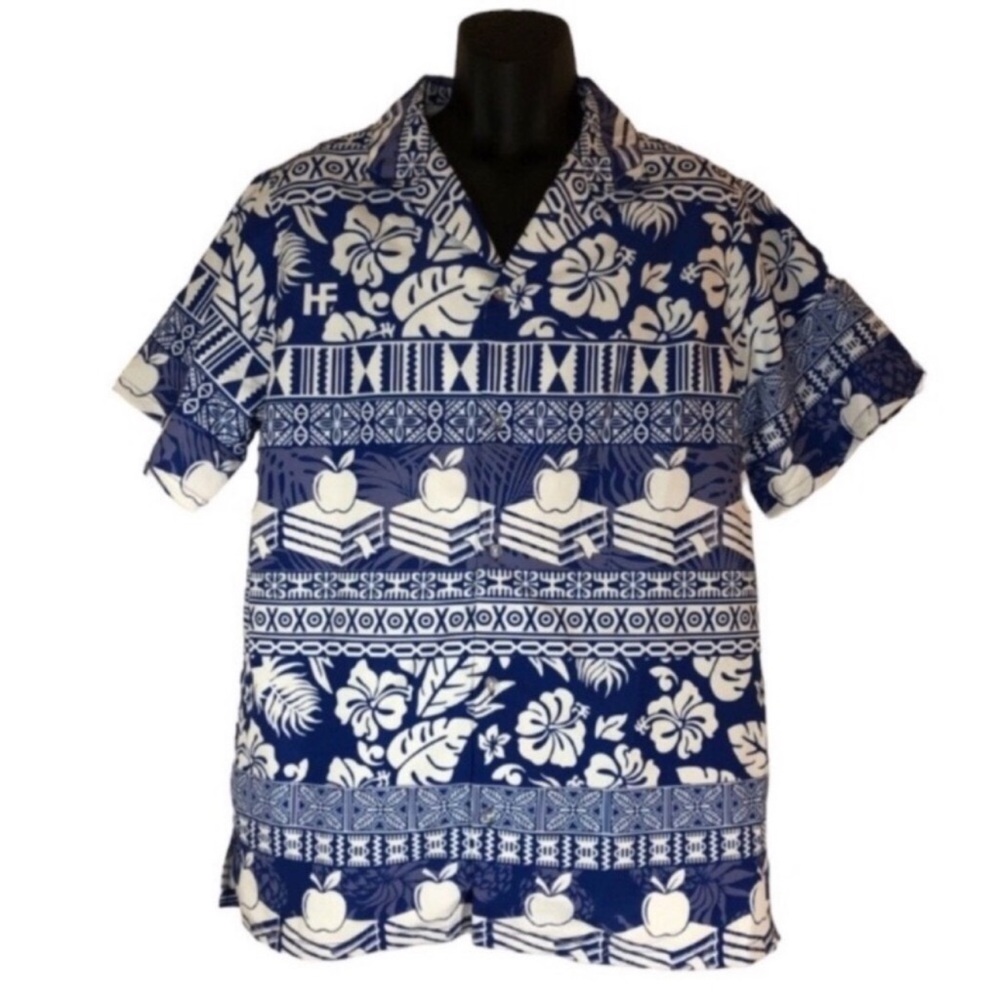 TEACHER EDUCATOR HAWAIIAN Unique MENS Shirt Sz M Tropical Floral Print Exc Cond